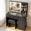 Dressing Table LED Vanity Desk Set Stool Black