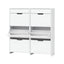 2x Shoe Cabinet Organiser 3 Flip Drawer High Gloss White