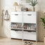 2x Shoe Cabinet Organiser 3 Flip Drawer High Gloss White