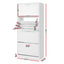 2x Shoe Cabinet Storage Organiser 4 Flip Drawer White