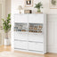 2x Shoe Cabinet Storage Organiser 4 Flip Drawer White