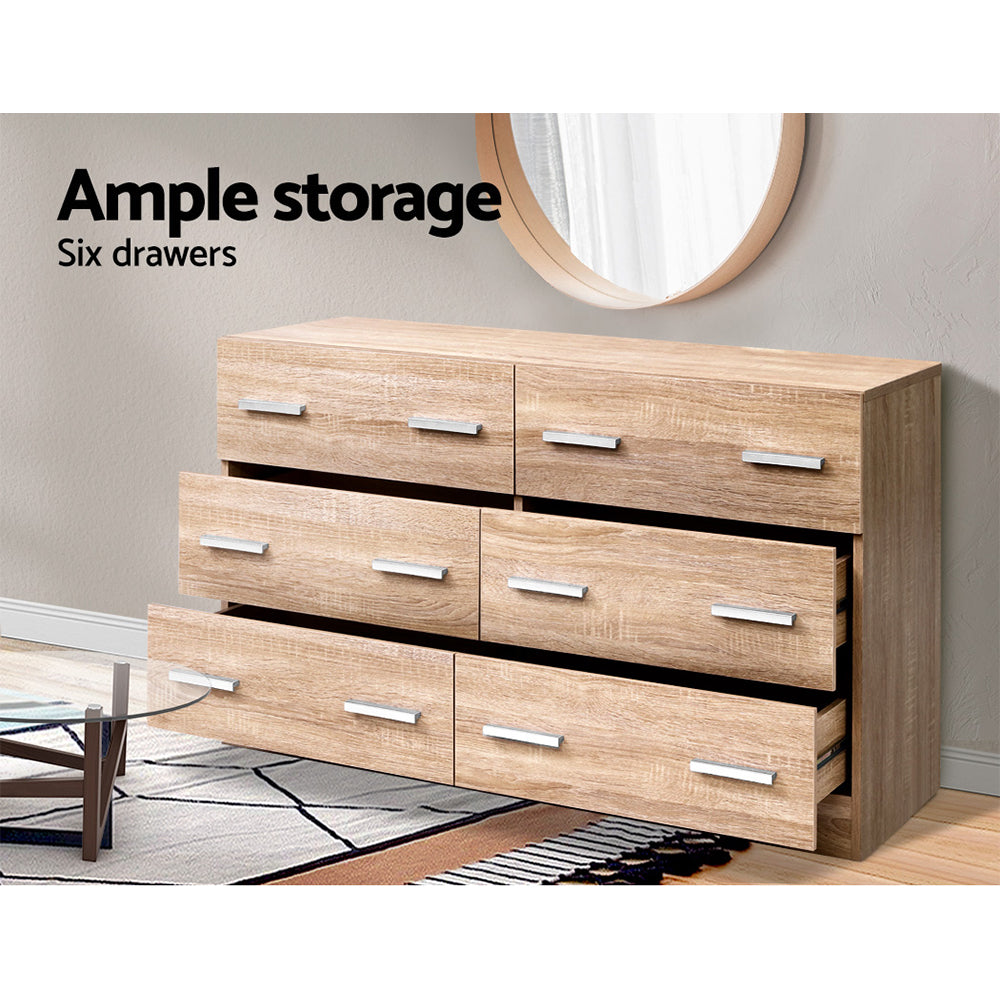 Artiss 6 Chest of Drawers - VEDA Oak