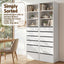 2x Chest of 6 Drawers Tallboy Cabinet Adjustable Shelf White