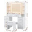Dressing Table Vanity Desk Set Stool LED Charging Station White