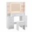 Dressing Table Vanity Desk Set Stool LED Charging Station White