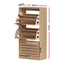 2x Shoe Cabinet Storage Organiser 3 Flip Drawer Pine