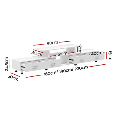 Artiss TV Cabinet Entertainment Unit Extendable 160CM To 220CM White