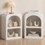 Artiss 2x Bedside Table 2 Shelves - ARCHED White