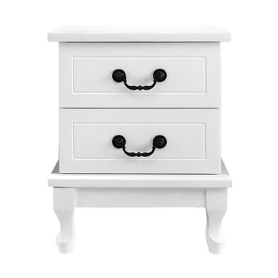 Artiss Bedside Table 2 Drawers - KUBI White