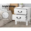 Artiss Bedside Table 2 Drawers - KUBI White