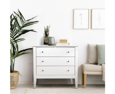 Artiss 3 Chest of Drawers - BRITTANY White