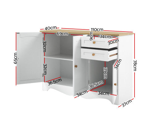 Artiss Buffet Sideboard 3 Doors - BERNE White