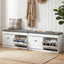 2x Shoe Bench Set Flip Drawer White
