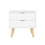 Artiss Bedside Table 2 Drawers - White