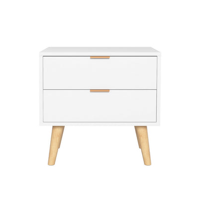 Artiss Bedside Table 2 Drawers - White