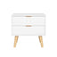Artiss Bedside Table 2 Drawers - White