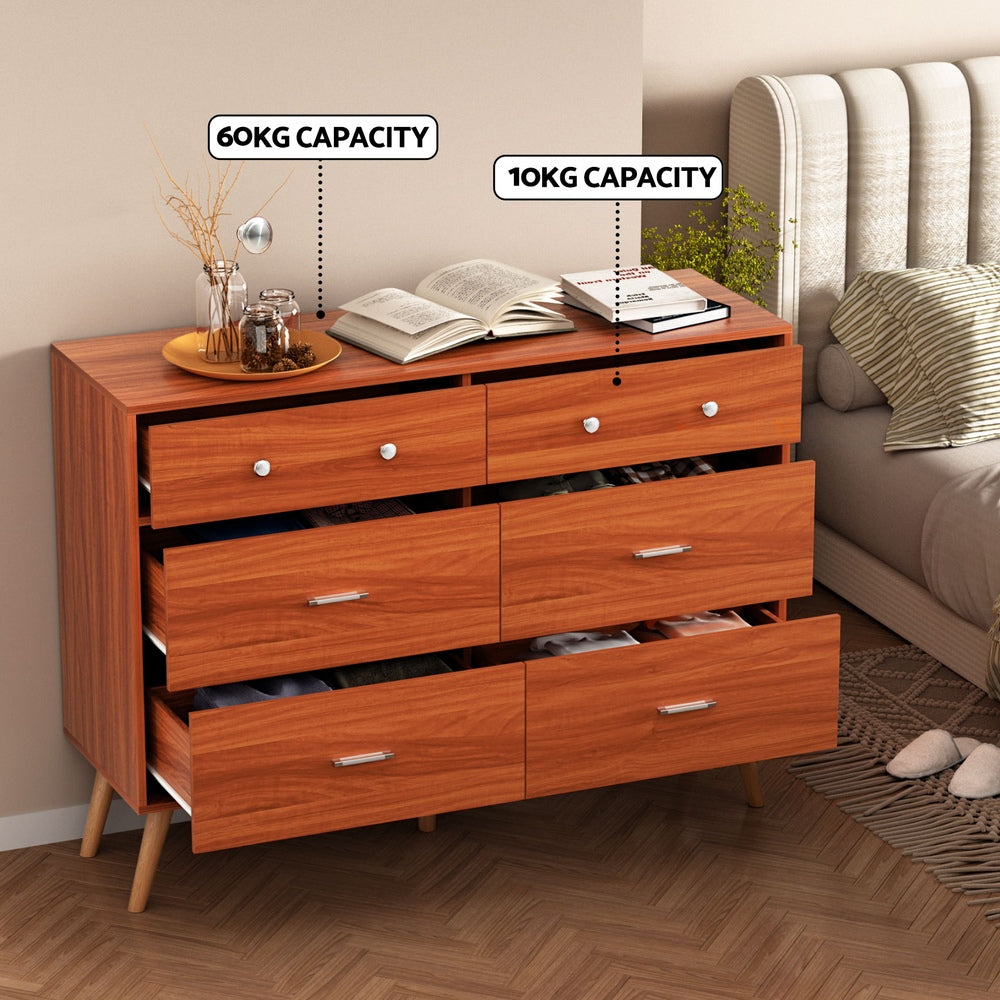 Artiss 6 Chest of Drawers Storage Cabinet Walnut