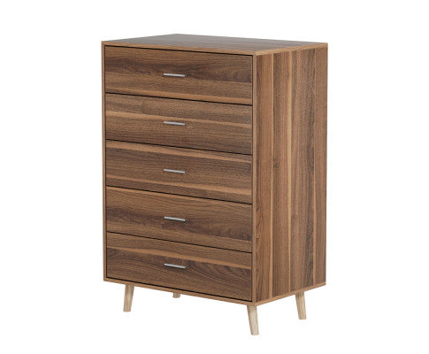 Artiss 5 Chest of Drawers - MIRI Walnut