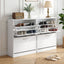 2x Shoe Cabinet Storage Organiser 2 Flip Drawer White