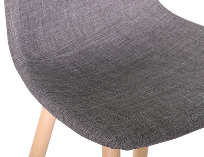 Ara Bar Stool Natural Frame Grey Upholstered Seat - 74cm Bar/Counter Seat Height