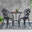 Gardeon 3PC Outdoor Setting Cast Aluminium Bistro Table Chair Patio Black