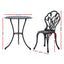 Gardeon 3PC Outdoor Setting Bistro Set Chairs Table Cast Aluminum Patio Furniture Tulip Black