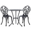 Gardeon 3PC Outdoor Setting Bistro Set Chairs Table Cast Aluminum Patio Furniture Tulip Black