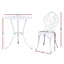 Gardeon 3PC Outdoor Setting Bistro Set Chairs Table Cast Aluminum Patio Furniture Tulip White