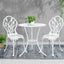 Gardeon 3PC Outdoor Setting Bistro Set Chairs Table Cast Aluminum Patio Furniture Tulip White
