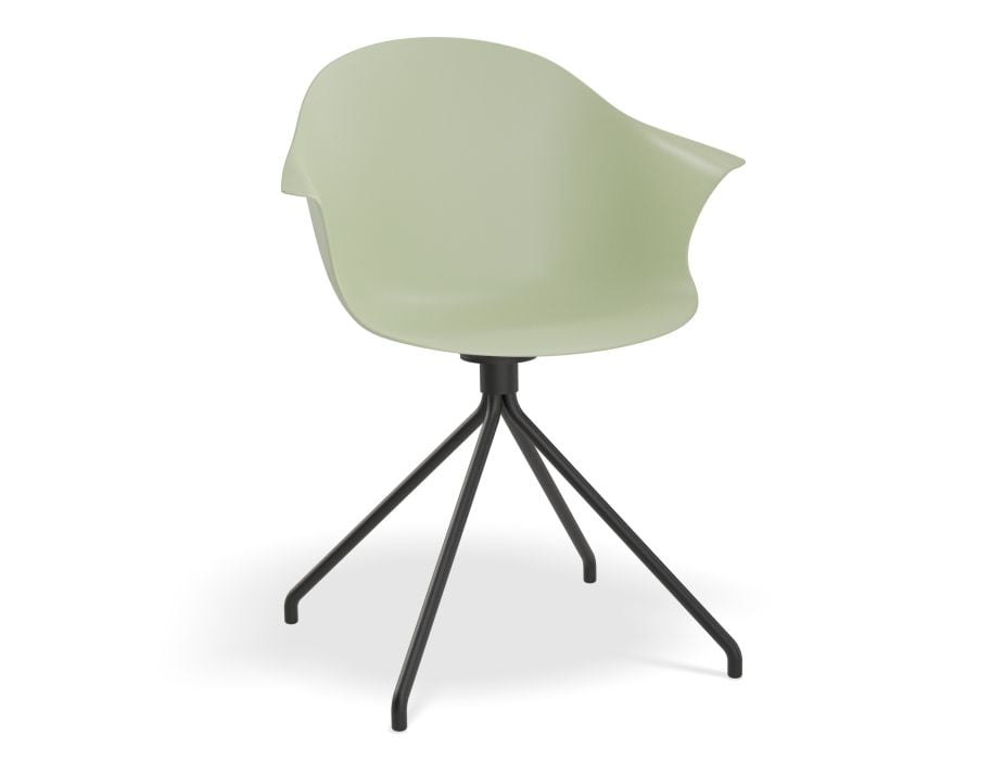 Pebble Armchair Mint Green with Shell Seat - Sled Base with White Legs