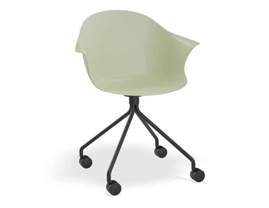 Pebble Armchair Mint Green with Shell Seat - 4 Post Base with Black Legs