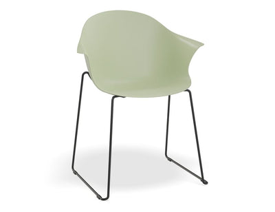 Pebble Armchair Mint Green with Shell Seat - Swivel Base with Castors