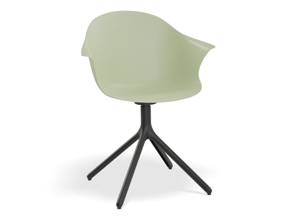 Pebble Armchair Mint Green with Shell Seat - Pyramid Fixed Base with Castors