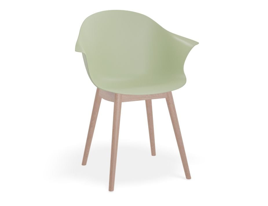 Pebble Armchair Mint Green with Shell Seat - 4 Post Base with White Legs