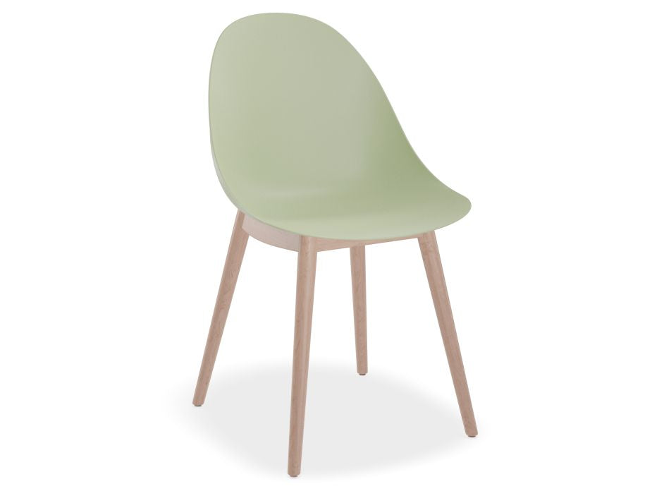 Pebble Chair Mint Green with Shell Seat - 4 Post Stackable Base - Black