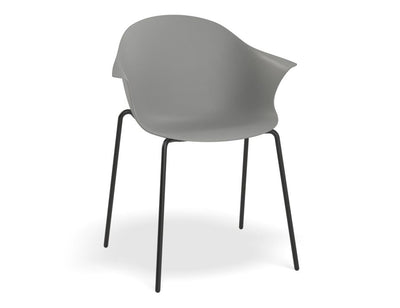 Pebble Armchair Grey with Shell Seat - Sled Base with Black Legs