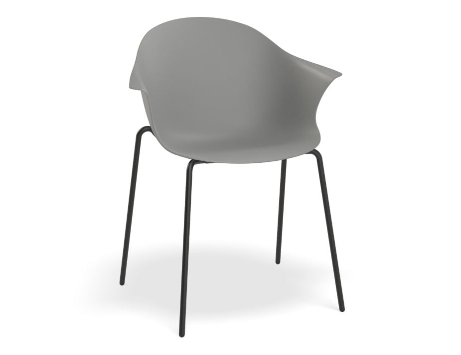 Pebble Armchair Grey with Shell Seat - Swivel Base with Castors