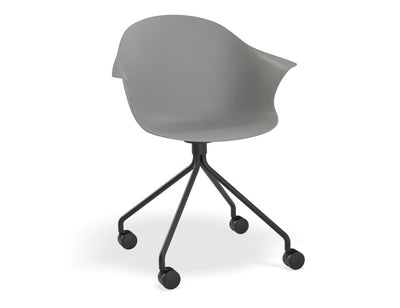 Pebble Armchair Grey with Shell Seat - Swivel Base with Castors