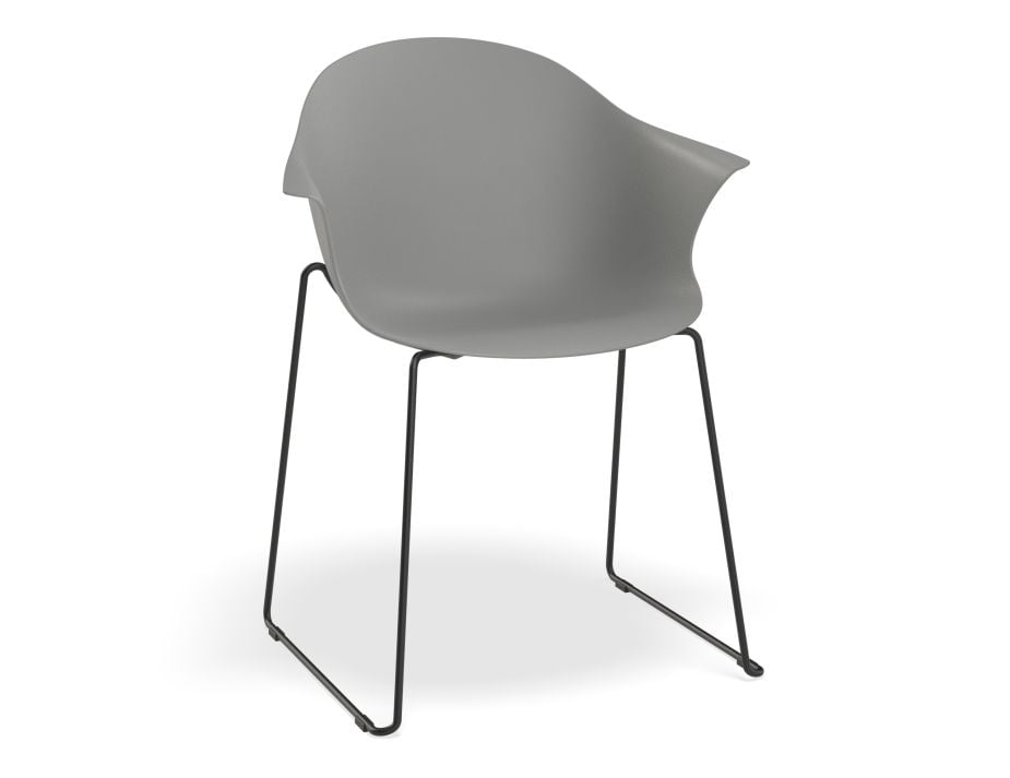 Pebble Armchair Grey with Shell Seat - Swivel Base