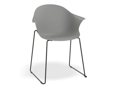 Pebble Armchair Grey with Shell Seat - Pyramid Fixed Base