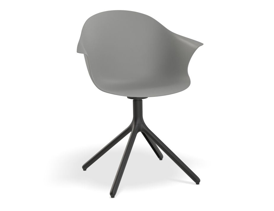 Pebble Armchair Grey with Shell Seat - 4 Post Base with White Legs