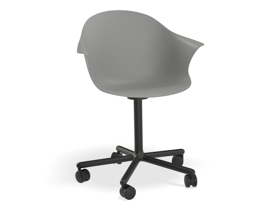 Pebble Armchair Grey with Shell Seat - Pyramid Fixed Base