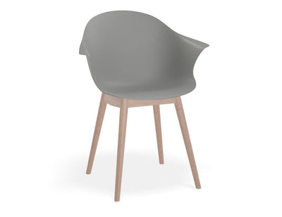 Pebble Armchair Grey with Shell Seat - Sled Base with Black Legs