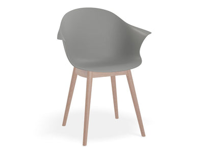 Pebble Armchair Grey with Shell Seat - 4 Post Base with White Legs