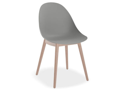 Pebble Chair Grey with Shell Seat - 4 Post Stackable Base - White