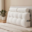 Giselle wedge pillow headboard with non-flattening shredded foam core, perfect for dorm reading or sofa lap desk, 330g corduroy cover, side pockets, Double