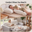 Giselle wedge pillow headboard with non-flattening shredded foam core, perfect for dorm reading or sofa lap desk, 330g corduroy cover, side pockets, Double