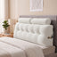 Giselle wedge pillow headboard with non-flattening shredded foam core, perfect for dorm reading or sofa lap desk, 330g corduroy cover, side pockets, Queen