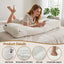 Giselle wedge pillow headboard with non-flattening shredded foam core, perfect for dorm reading or sofa lap desk, 330g corduroy cover, side pockets, Queen