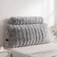 Giselle Wedge Pillow Headboard, Easy Wash Zipper Cover & Anti-Flat Foam, Couch Lumbar Support for Dorm Readers, 340g Faux Rabbit Fur with Dual Pockets, King Single